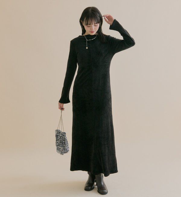  「[森川企画]バックオープンベロアワンピース」|ワンピース|