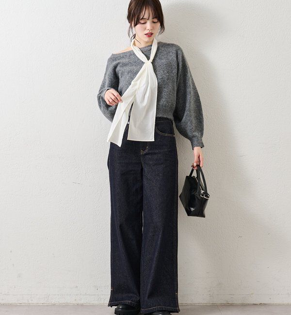  「リボン付きニット プルオーバー」|ニット・セーター|