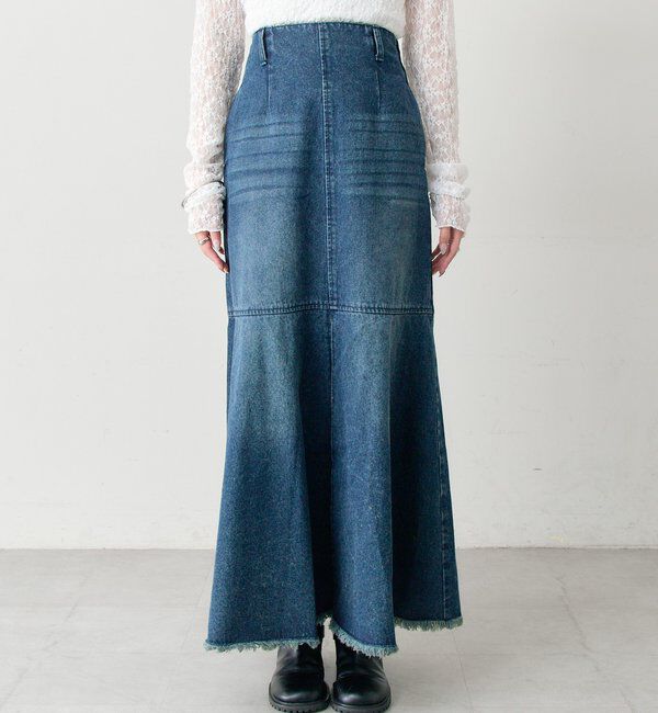  「デニム切替マーメイドスカート」|スカート|
