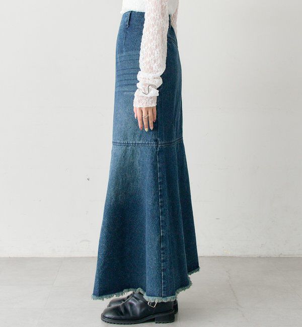  「デニム切替マーメイドスカート」|スカート|