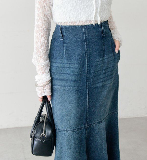  「デニム切替マーメイドスカート」|スカート|