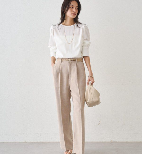  「【Atelier N5/アトリエヌメロサンク】ツイードセミワイドパンツ」|チノ|