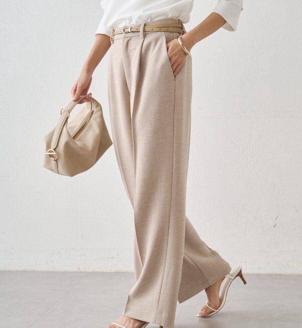  「【Atelier N5/アトリエヌメロサンク】ツイードセミワイドパンツ」|チノ|