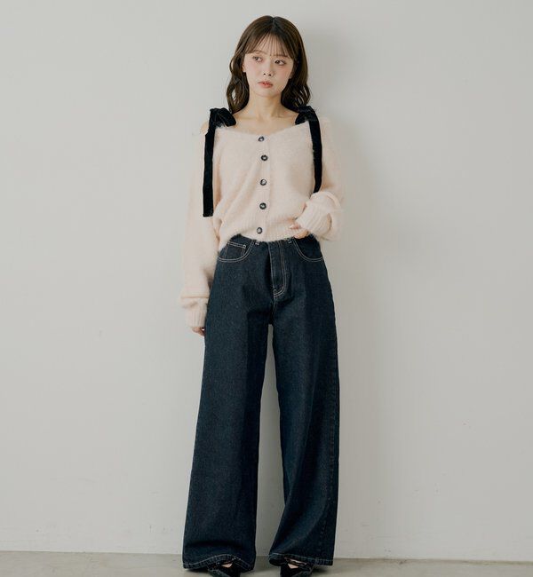  「ポケットレースワイドデニム」|デニム|