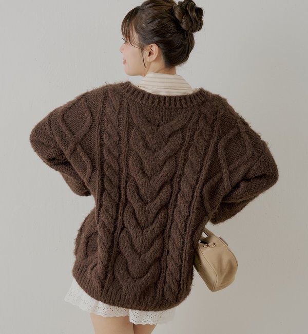  「ケーブルVルーズニットワンピース」|ワンピース|