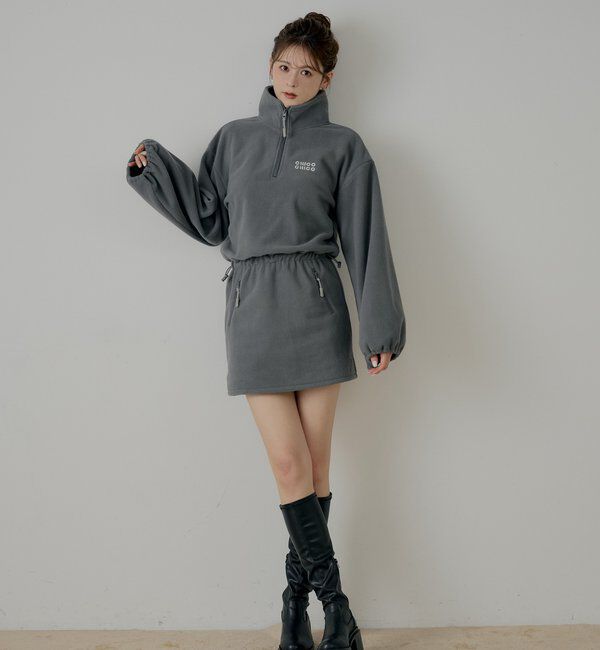  「ハーフジップフリースミニワンピース」|ワンピース|