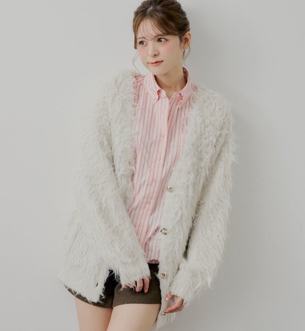  「ブローチ付きストライプルーズシャツ」|シャツ・ブラウス|