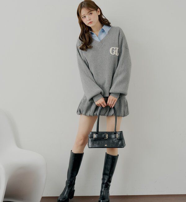  「ブローチ付きストライプルーズシャツ」|シャツ・ブラウス|