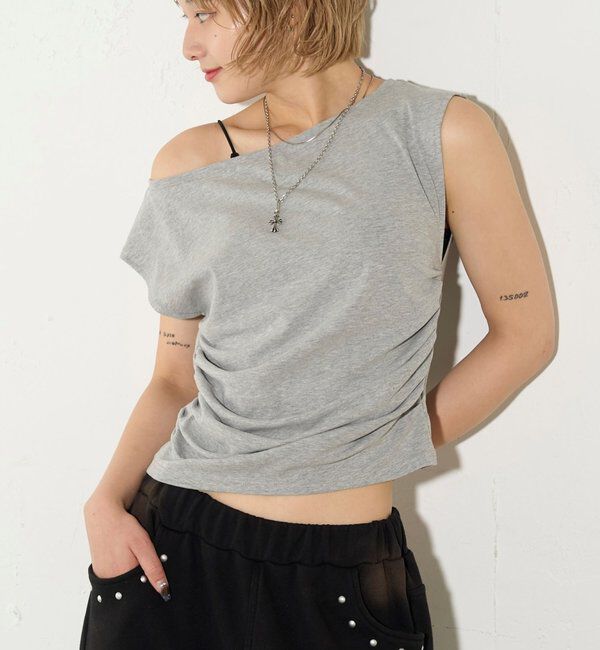  「【5色展開】マルチウェイギャザーオフショルノースリーブ」|キャミソール|