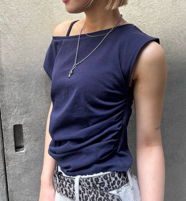  「【5色展開】マルチウェイギャザーオフショルノースリーブ」|キャミソール|