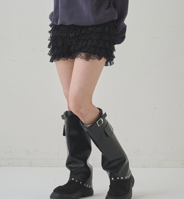  「レースショートパンツ(無地/ドット/チェック/レオパード)」|チノ|