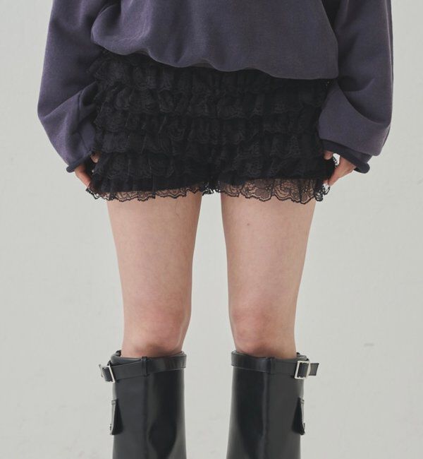  「レースショートパンツ(無地/ドット/チェック/レオパード)」|チノ|