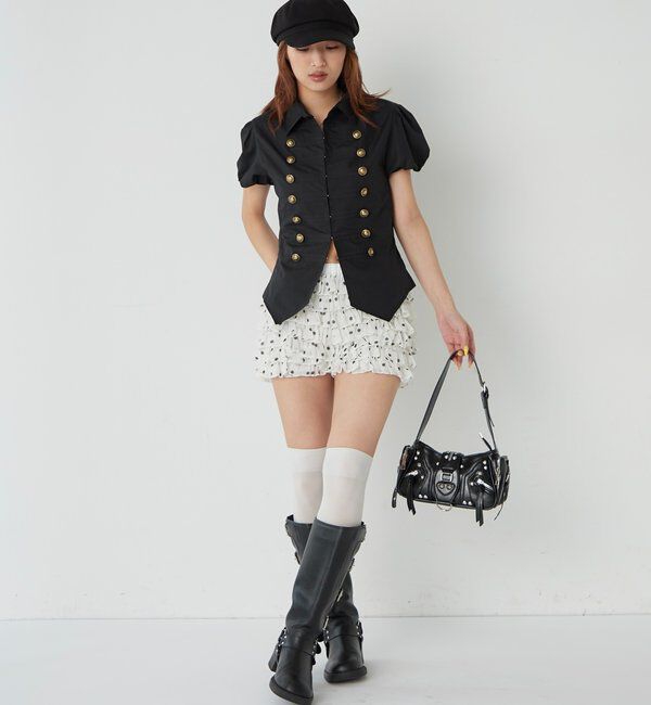  「レースショートパンツ(無地/ドット/チェック/レオパード)」|チノ|