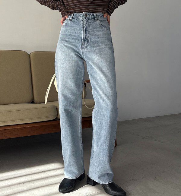  「【コラボ限定カラー/ホワイト・ベージュ】13ozハイウエストストレートデニム」|デニム|