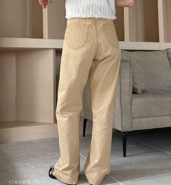  「【コラボ限定カラー/ホワイト・ベージュ】13ozハイウエストストレートデニム」|デニム|