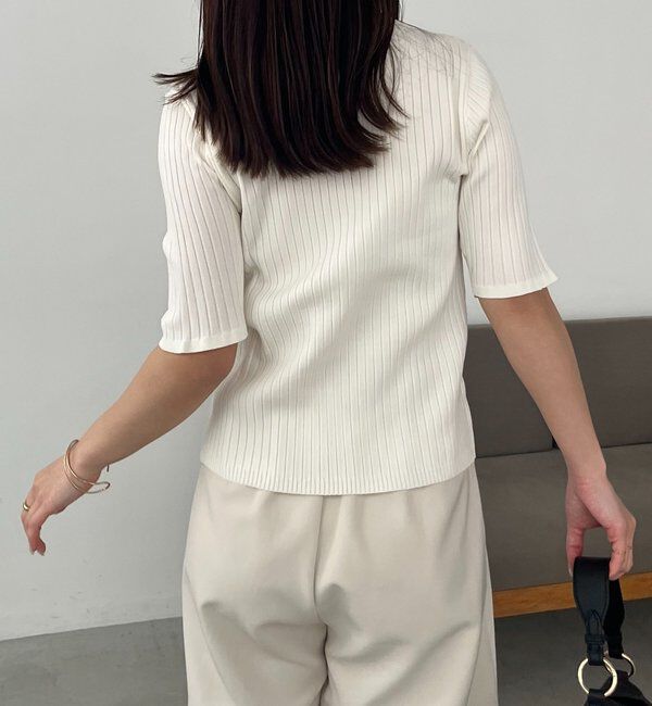  「【全骨格◎】ハーフスリーブポロニット」|カーディガン|
