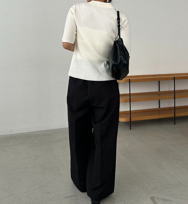  「【全骨格◎】ハーフスリーブポロニット」|カーディガン|