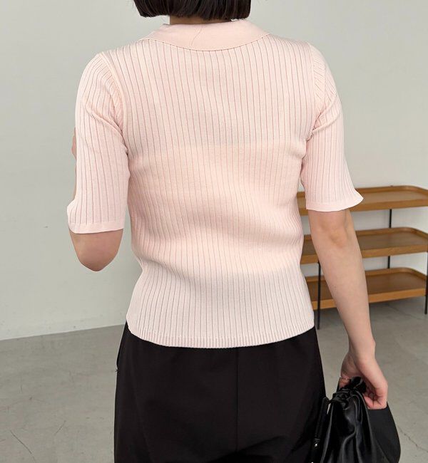  「【全骨格◎】ハーフスリーブポロニット」|カーディガン|