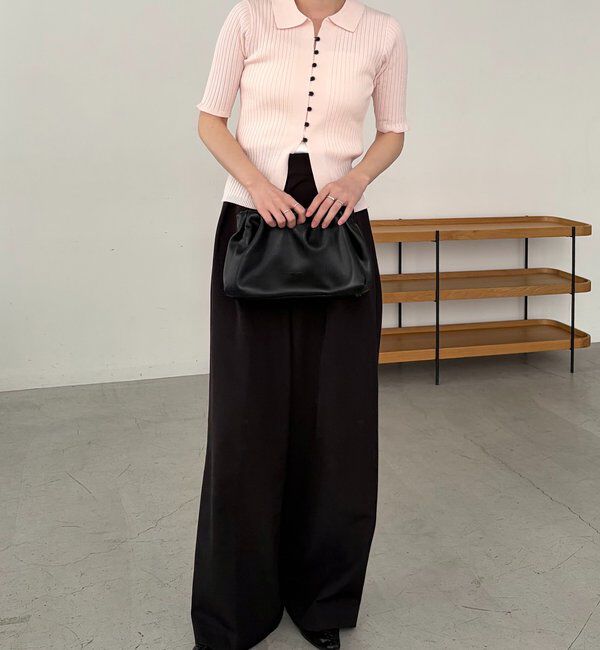  「【全骨格◎】ハーフスリーブポロニット」|カーディガン|