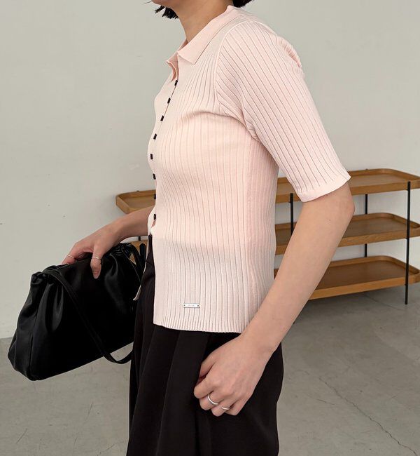  「【全骨格◎】ハーフスリーブポロニット」|カーディガン|
