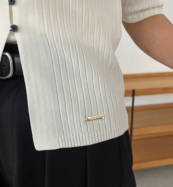  「【全骨格◎】ハーフスリーブポロニット」|カーディガン|