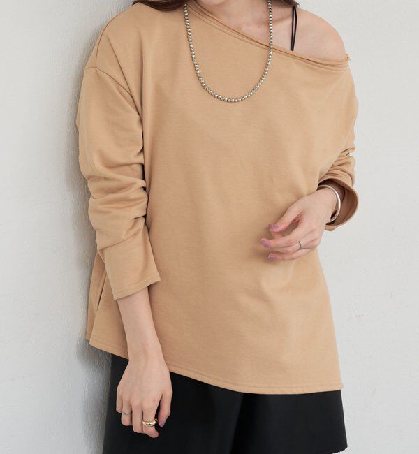  「サイドスリットオフショルスウェット」|Tシャツ・カットソー|