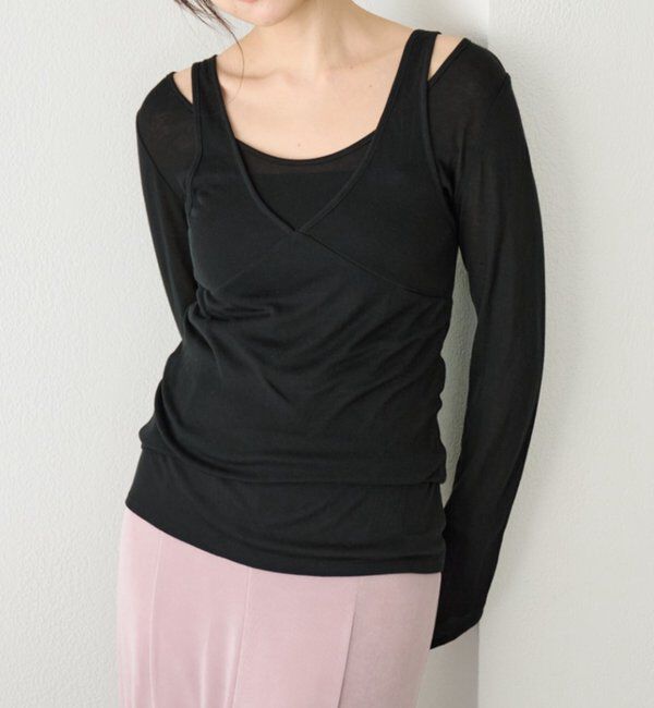  「ビスチェレイヤードカットソー」|Tシャツ・カットソー|ブラック