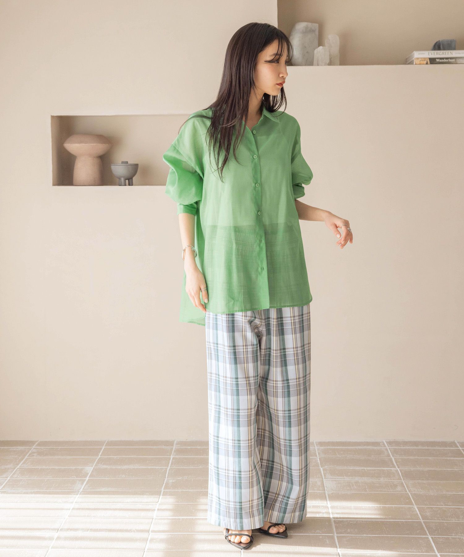 LOWRYS FARM「ギャザーワイドイージーパンツ」|チノ|