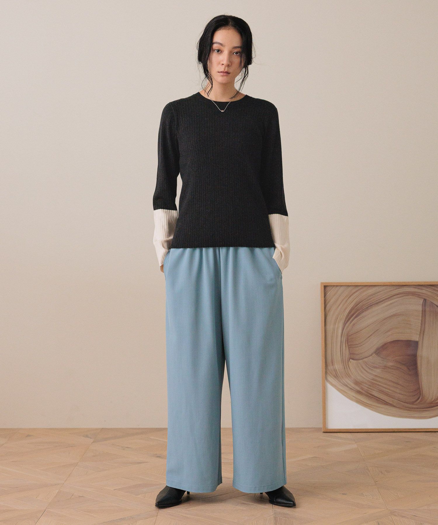 LOWRYS FARM「ギャザーワイドイージーパンツ」|チノ|