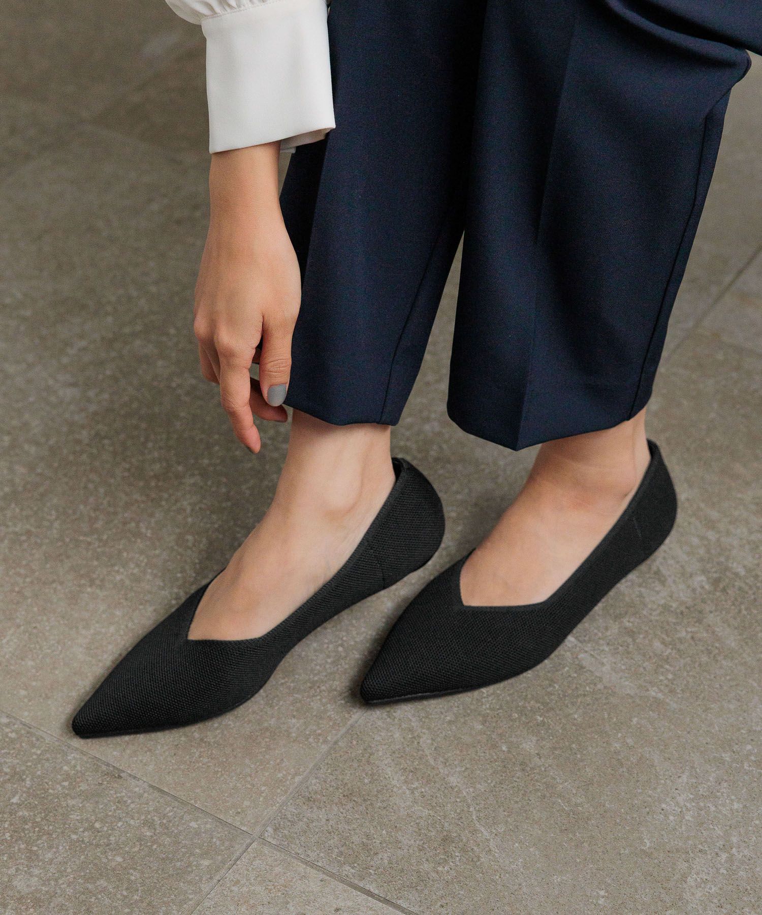 LOWRYS FARM「カンドウフィットニットパンプス」|パンプス|BLK/WEB