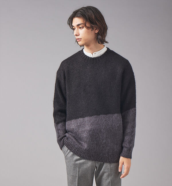 ABAHOUSE「【配色】シャギー モヘア  ニット / プルオーバー」|ニット・セーター|ブラック