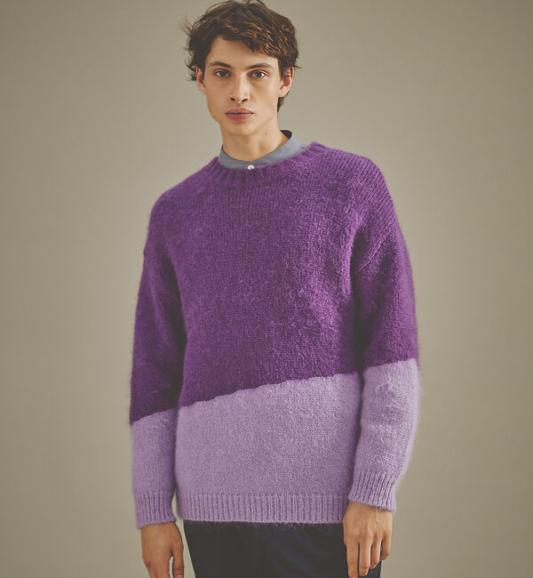 ABAHOUSE「【配色】シャギー モヘア  ニット / プルオーバー」|ニット・セーター|パープル
