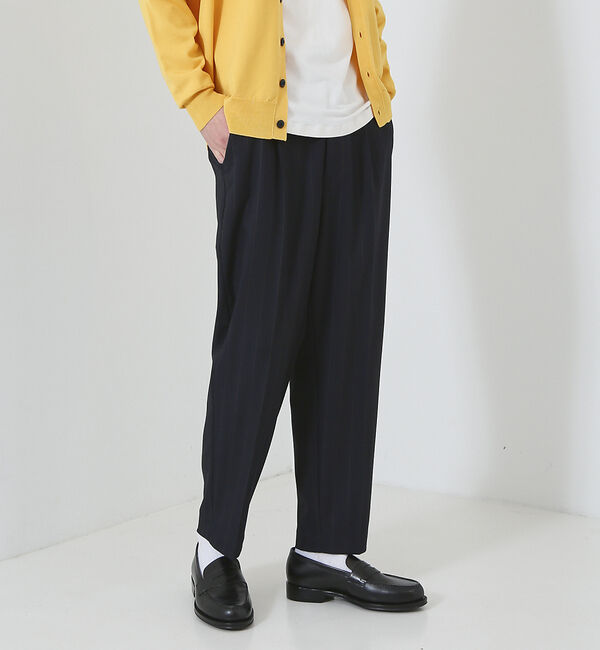 ABAHOUSE「【マルチストライプ】ワイド テーパードパンツ / スラックス」|スラックス|ネイビー