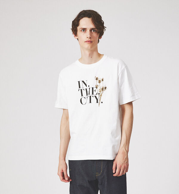 ABAHOUSE「【IN THE CITY】ドライフラワー 半袖 Tシャツ」|Tシャツ・カットソー|ホワイト