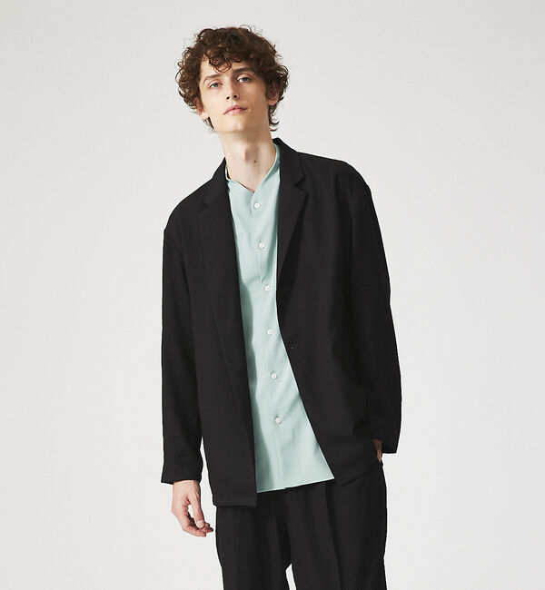 ABAHOUSE「【セットアップ対応】クレープ ストレッチ ワンボタン ジャケット / サマージャ」|その他|ブラック