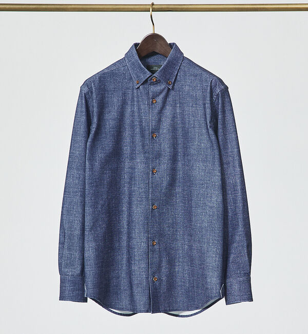 ABAHOUSE「【FLEX SHIRTS】デニム ウォッシュ プリント ジャージシャツ」|シャツ・ブラウス|ブルー系その他2