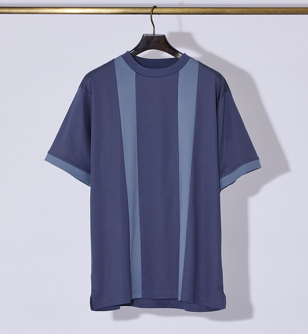 ABAHOUSE「パネルストライプ Tシャツ」|Tシャツ・カットソー|ブルーグレー