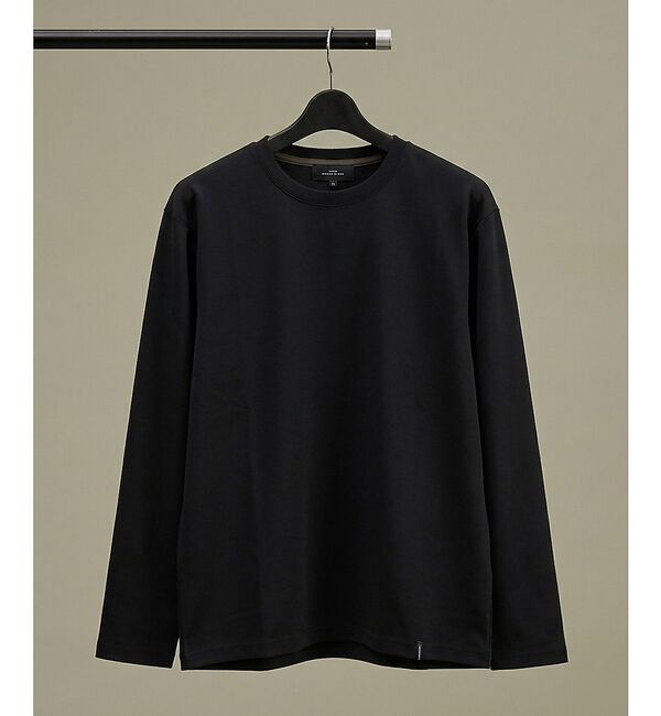 ABAHOUSE「【定番】ドレスポンチ クルーネック 長袖Tシャツ / ストレッチ」|Tシャツ・カットソー|ブラック