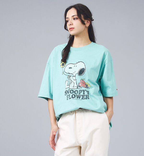 ABAHOUSE「【FRUIT OF THE LOOM / フルーツオブザルーム】スヌーピー ピー」|Tシャツ・カットソー|サックスブルー