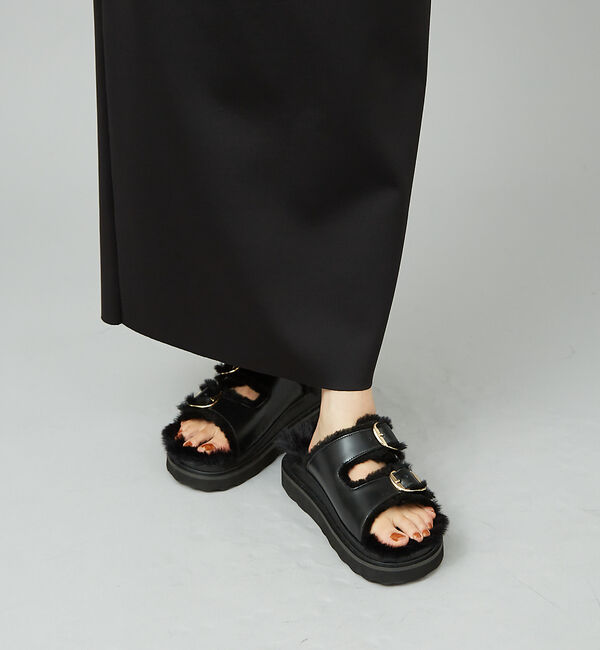 Rouge vif「【MOHI／モヒ】 ムートンベルトサンダル」|サンダル|