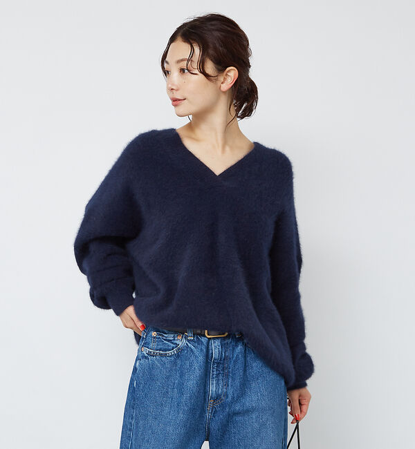 Rouge vif「フォックスウールVネックラウンドヘムニットプルオーバー」|ニット・セーター|