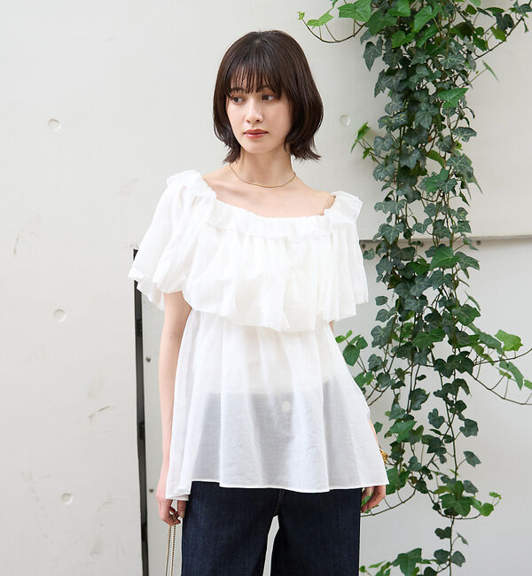 Rouge vif「コットンオフショルバルーンブラウス」|シャツ・ブラウス|