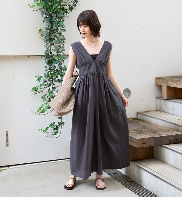 Rouge vif「麻混3WAYウエストリボンワンピース」|ワンピース|