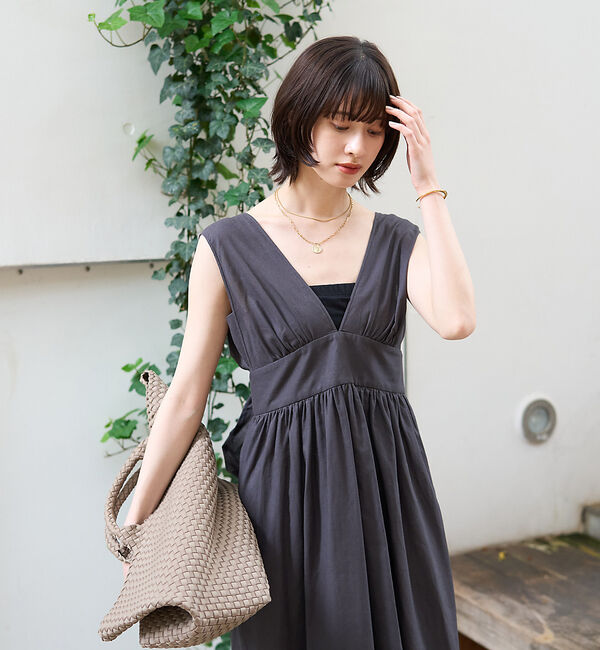 Rouge vif「麻混3WAYウエストリボンワンピース」|ワンピース|