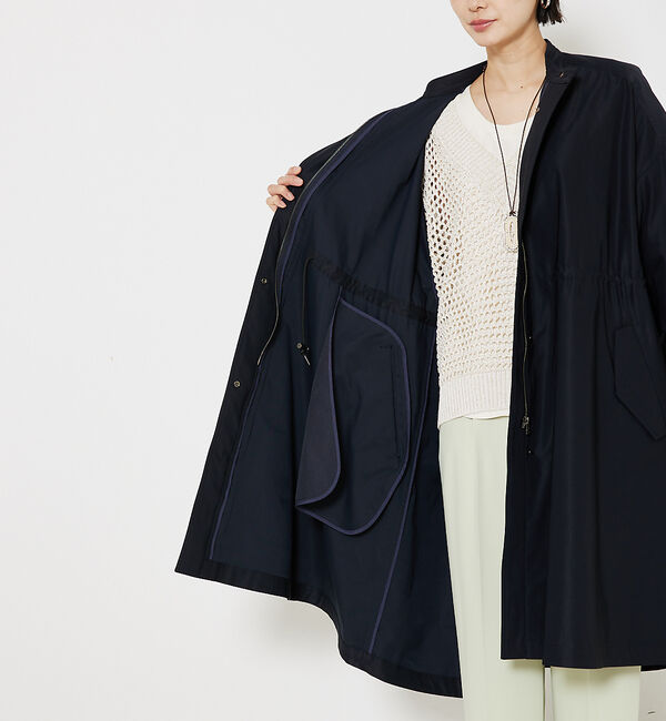 qualite「エアリーライトツイルコート」|ノーカラーコート|