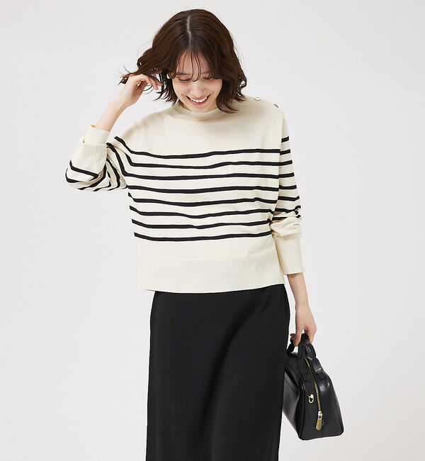 abahouse mavie「【セットアップ対応】ボーダーニットプルオーバー」|ニット・セーター|