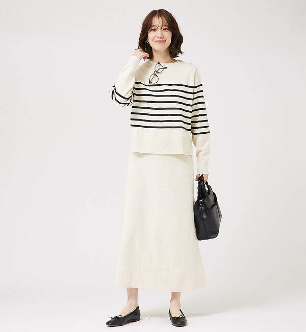 abahouse mavie「【セットアップ対応】ボーダーニットプルオーバー」|ニット・セーター|