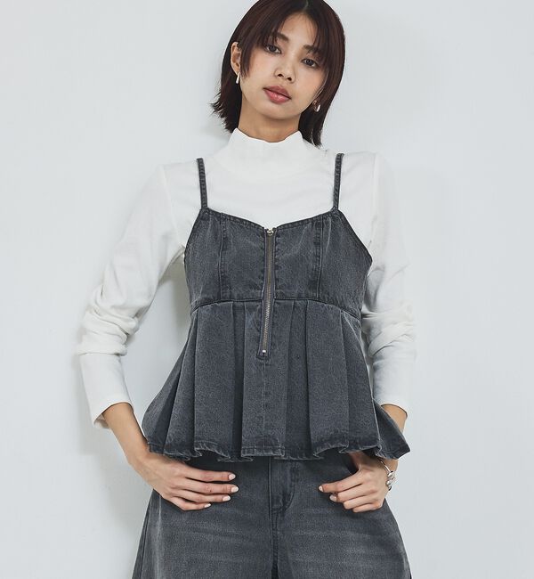abahouse mavie「ウォッシュドデニムキャミ/レイヤード/バックリボン/春服/夏服」|キャミソール|