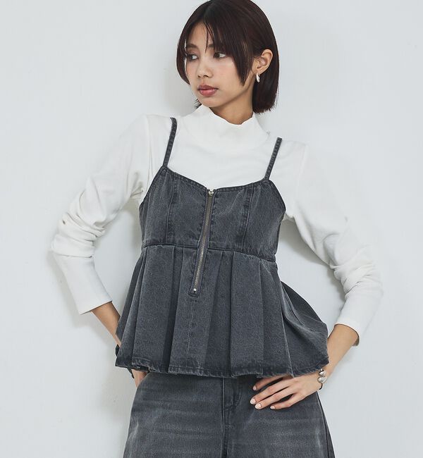 abahouse mavie「ウォッシュドデニムキャミ/レイヤード/バックリボン/春服/夏服」|キャミソール|