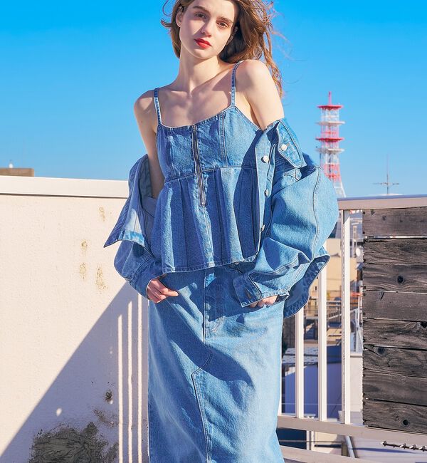 abahouse mavie「ウォッシュドデニムキャミ/レイヤード/バックリボン/春服/夏服」|キャミソール|